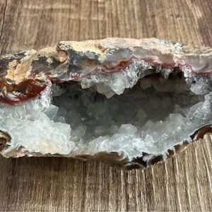 Natural Geode Crystal with Red and White Accents